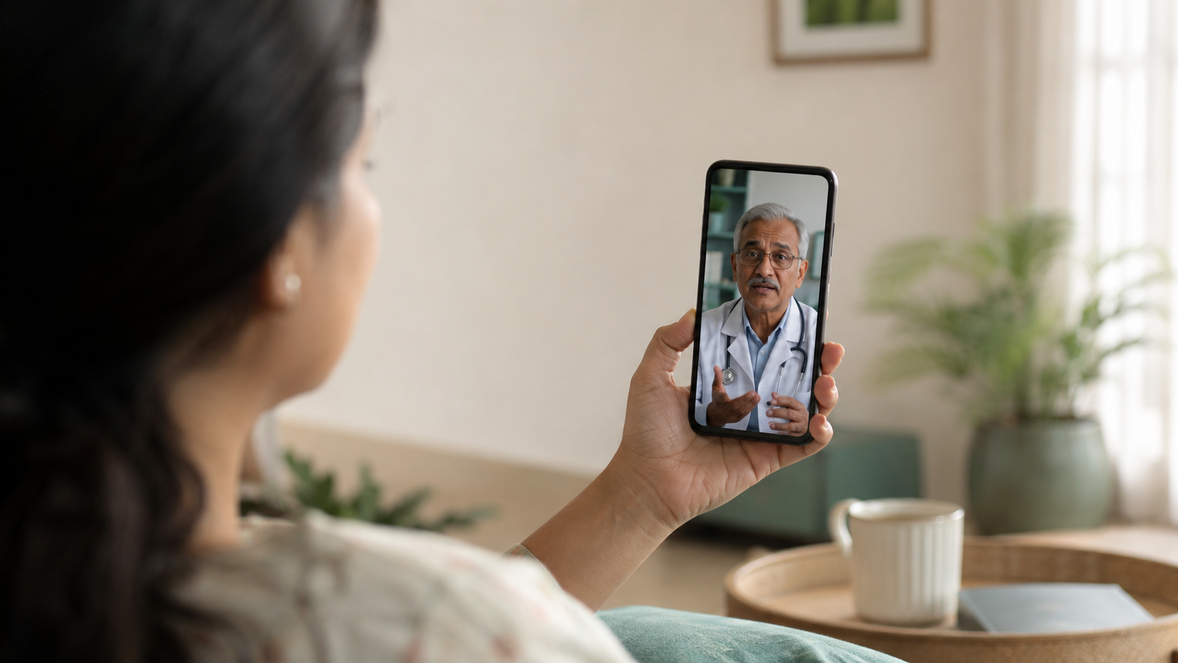 Patient on a video call with a Stride doctor